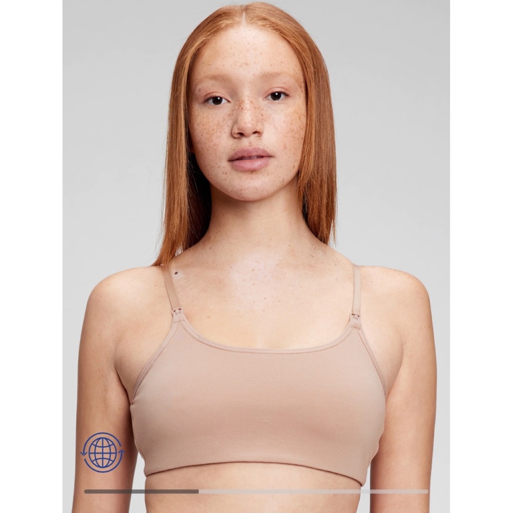 Gap Maternity Organic Cotton Nursing Pumping Bra Cafe Au Lait Beige